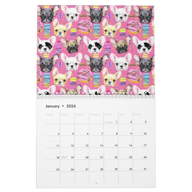French Bulldog Macaron Pattern Kalender (Jan 2026)
