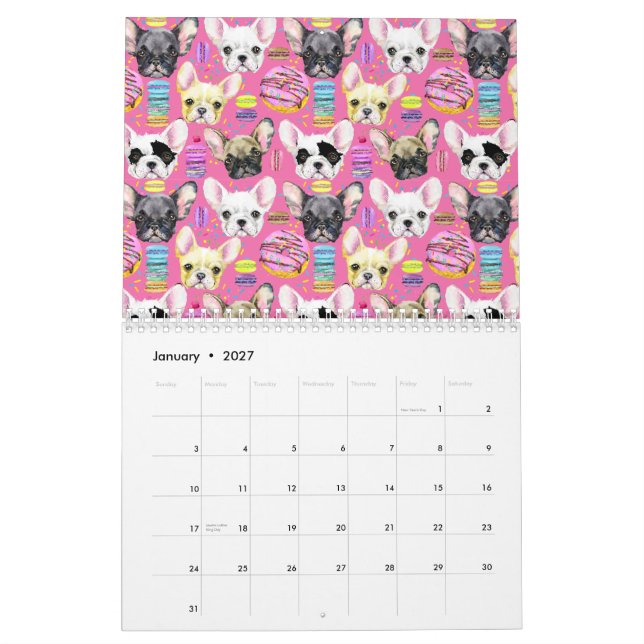 French Bulldog Macaron Pattern Kalender (Jan 2027)