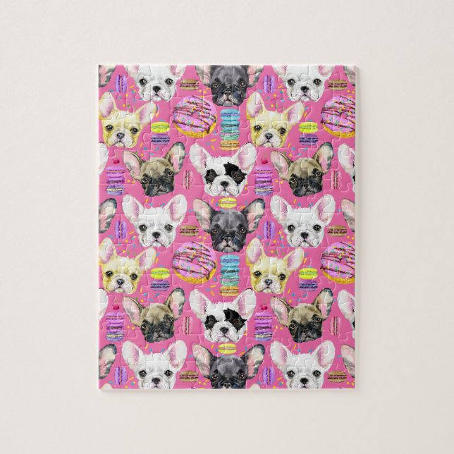 French Bulldog Macaron Pattern Puzzle (Vertikal)