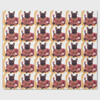 French Bulldog Mama Weinabend Geschenkpapier