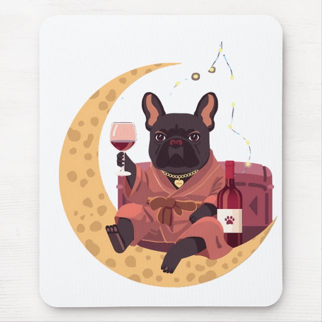 French Bulldog Mama Weinabend Mousepad (Vorne)