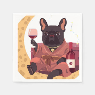 French Bulldog Mama Weinabend Serviette