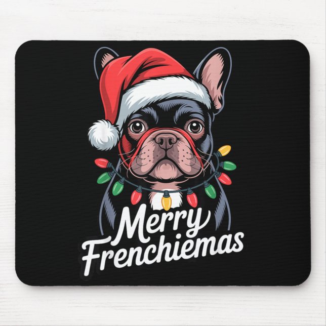 French Bulldog Merry Frenchiemas Santa Hat Christm Mousepad (Vorne)