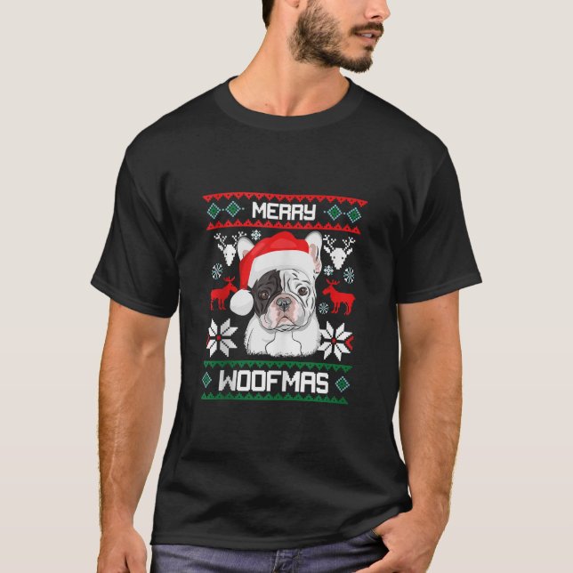 French Bulldog Merry Woofmas Gift Christmas Xmas F T-Shirt (Vorderseite)