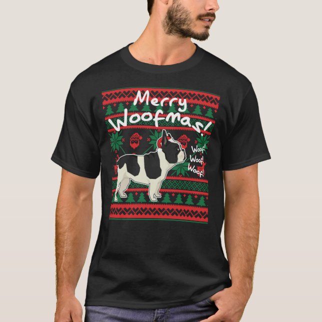 French Bulldog Merry Woofmas, Ugly Christmas Sweet T-Shirt (Vorderseite)