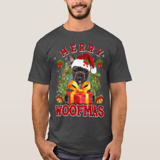 French Bulldog Merry Xmas Woofmas Xmas Lights Sant T-Shirt