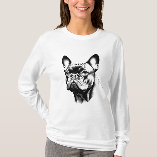 French Bulldog Mom Pencil Sketch Gift T-Shirt (Vorderseite)