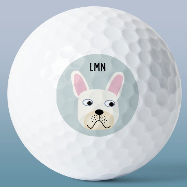 French Bulldog Monogram Golf Balls Golfball (Fun French bulldog frenchie dog personalized monogram initials golf ball)