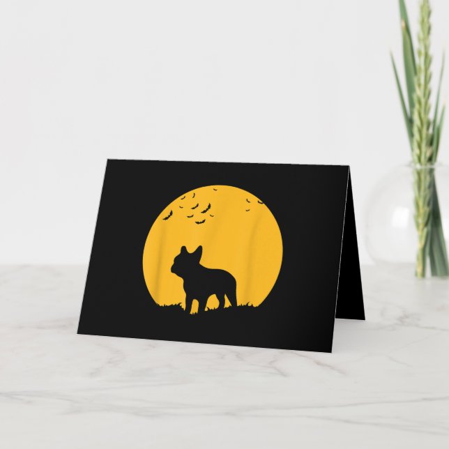 French Bulldog Moon Halloween Inspiriertes Design Karte (Vorderseite)