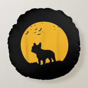 French Bulldog Moon Halloween Inspiriertes Design Rundes Kissen