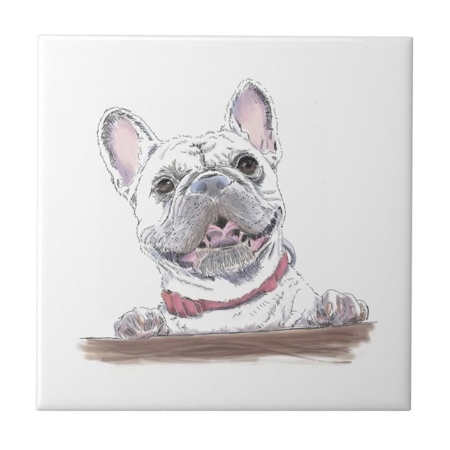 French Bulldog Niedlich Happy Zeichnend | GOT LECK Fliese (Vorderseite)