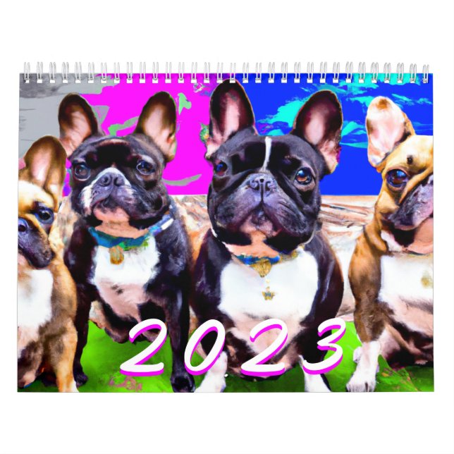French Bulldog Niedlicher französischer Foto-Kalen Kalender (Titelbild)