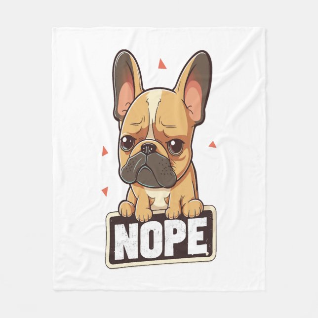French Bulldog Nope Fleecedecke (Vorderseite)