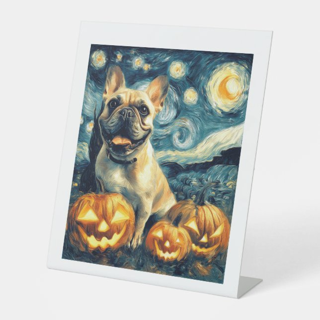 French Bulldog of van gogh starry night halloween  Sockelschild (Vorderseite)