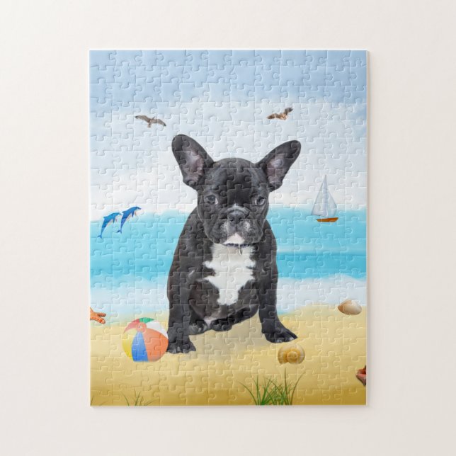 French Bulldog on Beach Puzzle (Vertikal)