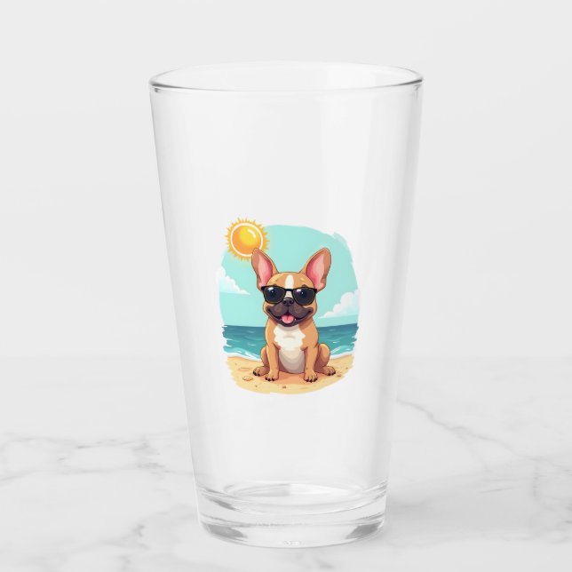 French Bulldog on Vacation Glas (Vorderseite)
