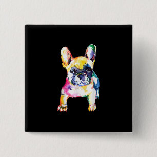 French Bulldog Original Watercolor Zeichne Geschen Button