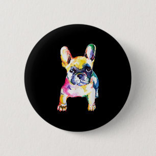 French Bulldog Original Watercolor Zeichne Geschen Button
