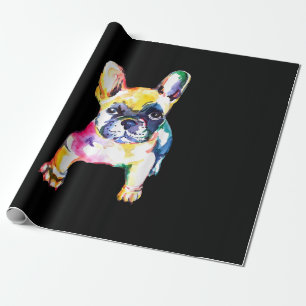French Bulldog Original Watercolor Zeichne Geschen Geschenkpapier