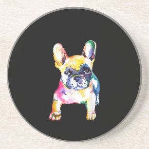 French Bulldog Original Watercolor Zeichne Geschen Getränkeuntersetzer