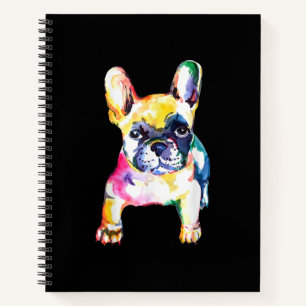 French Bulldog Original Watercolor Zeichne Geschen Notizbuch
