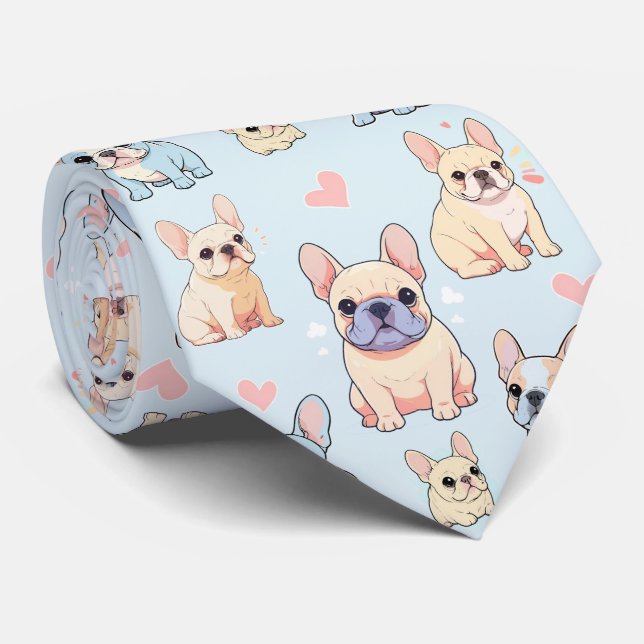 French Bulldog Pastell Pattern Krawatte (Gerollt)