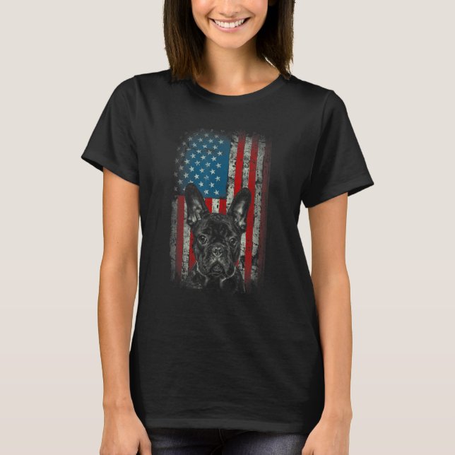 French Bulldog Patriotic USA Flag Design for Frenc T-Shirt (Vorderseite)