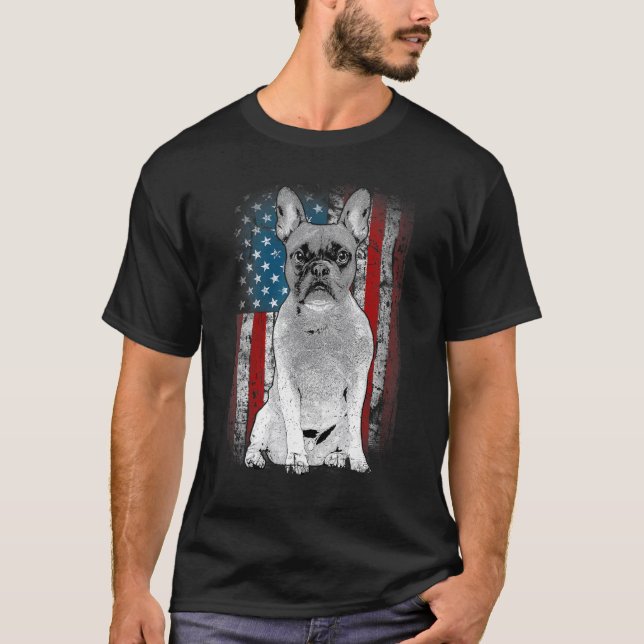 French Bulldog Patriotic USA Flag for Frenchie Own T-Shirt (Vorderseite)