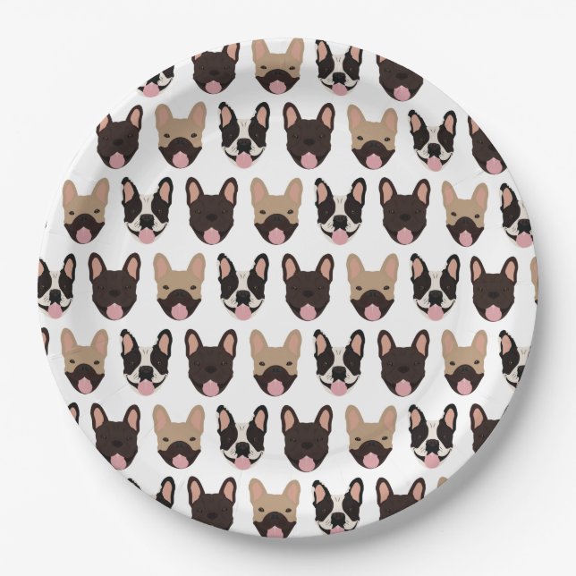 French Bulldog Pattern Pappteller (Vorderseite)