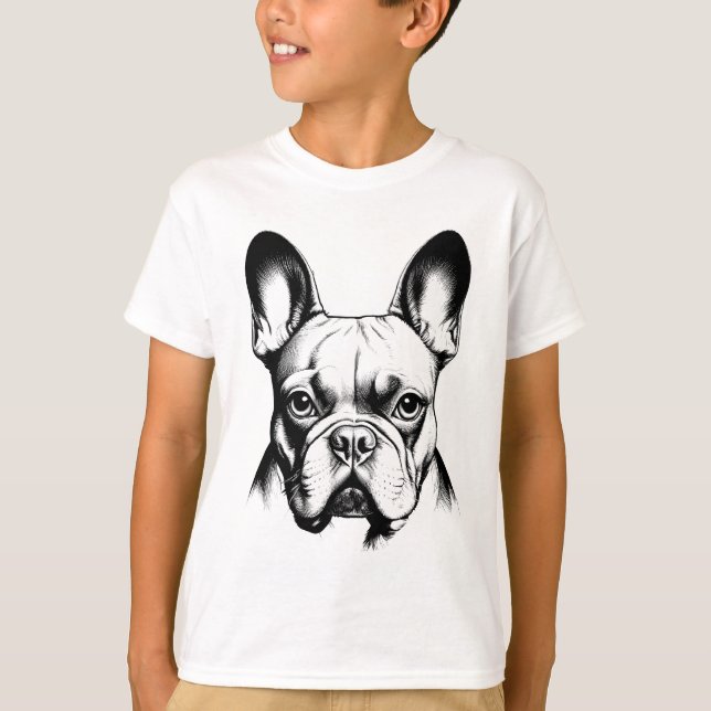 French Bulldog Pencil Sketch Frenchie Boys T-Shirt (Vorderseite)