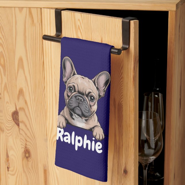 French Bulldog Personalized Dog Name Pet Owner Geschirrtuch (Drittel gefaltet)