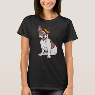 French Bulldog Pilgrim Hat Erntedank Day Niedlich T-Shirt
