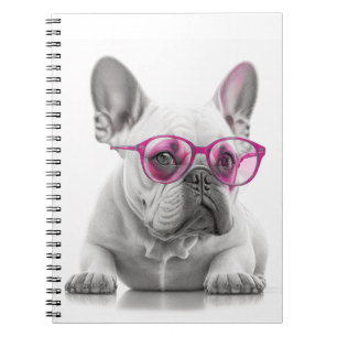 French Bulldog Pink Brille Spiral Foto Notebook Notizblock