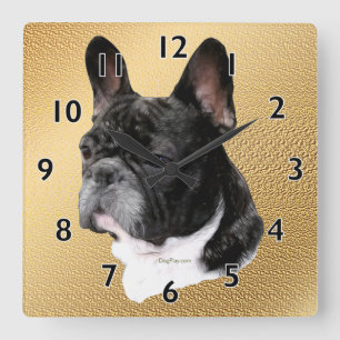 French Bulldog Portrait Quadratische Wanduhr