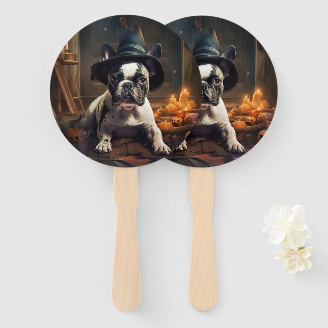 French Bulldog Pumpkins Halloween Beängstigend Fächer (Vorne und Hinten)