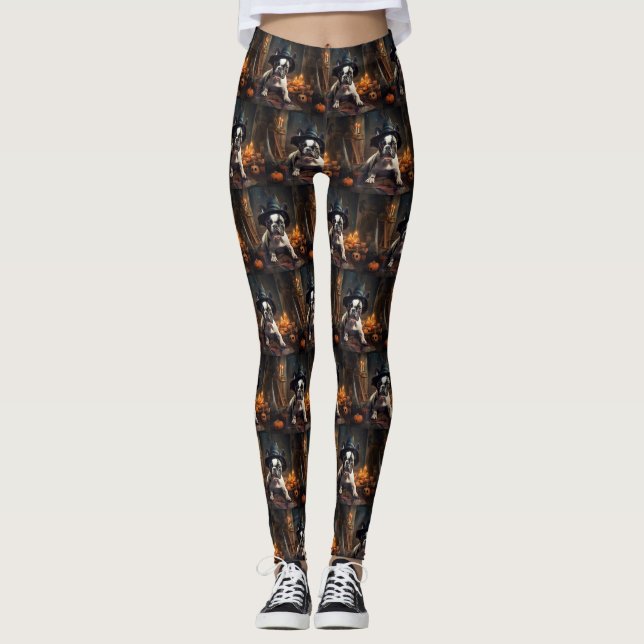 French Bulldog Pumpkins Halloween Beängstigend Leggings (Vorderseite)