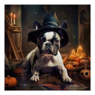 French Bulldog Pumpkins Halloween Beängstigend Poster
