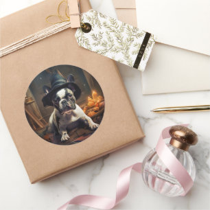 French Bulldog Pumpkins Halloween Beängstigend Runder Aufkleber