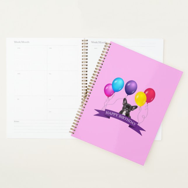 French BullDog Puppy Happy Birthday Gift Bag Planer (Anzeige)