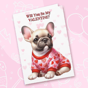 French Bulldog Puppy in Sweater Valentine Feiertagskarte