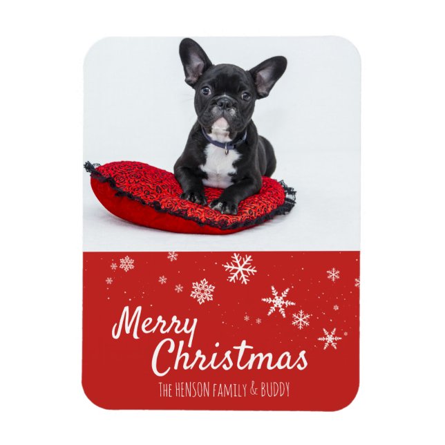 French Bulldog Puppy Red Foto Christmas Custom Magnet (Vertikal)