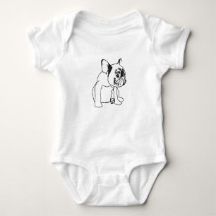 French Bulldog Puppy Zeichne Jersey Bodysuit Baby Strampler