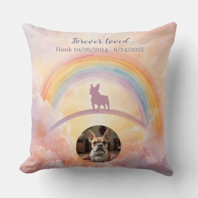 French Bulldog Rainbow Bridge Memorial Throw Kissen (Vorderseite)