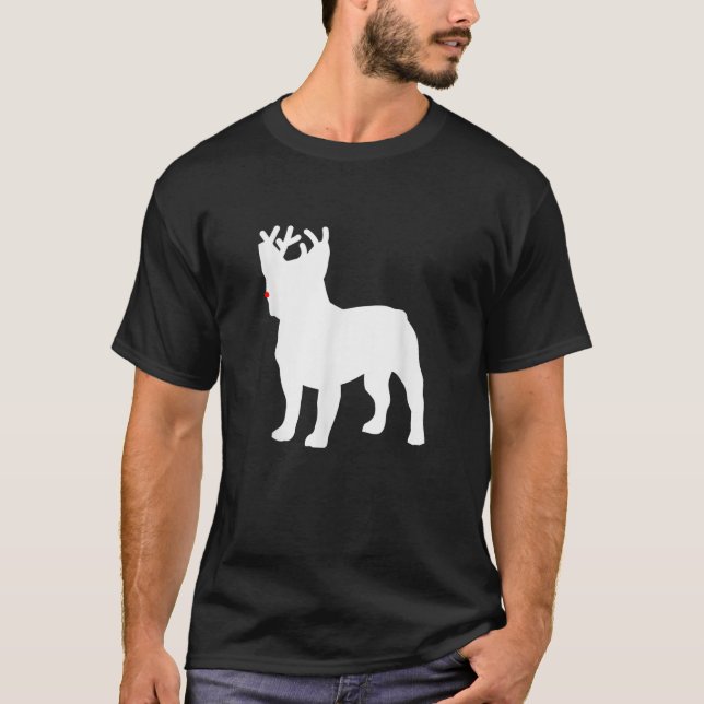 French Bulldog Reindeer Christmas Dog  T-Shirt (Vorderseite)