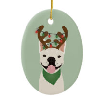 French Bulldog Rentier Christmas Lights Keramik O