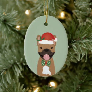 French Bulldog Rentier Christmas Lights Keramik Ornament