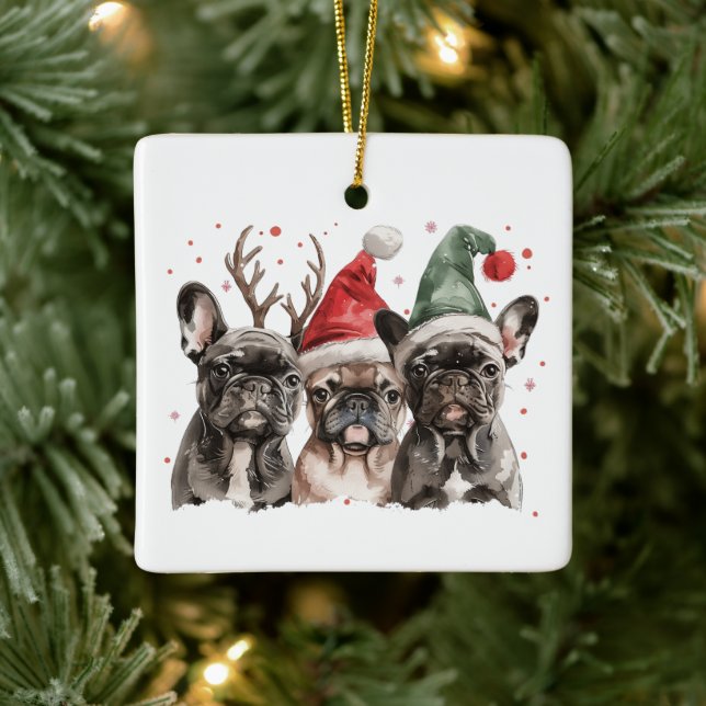 French Bulldog Rentierhunde Keramikornament (Baum)