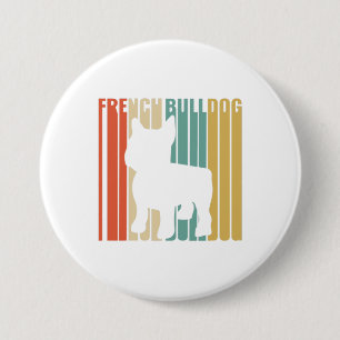 French Bulldog Retro 1970s Gift For Mom Dog Lover Button