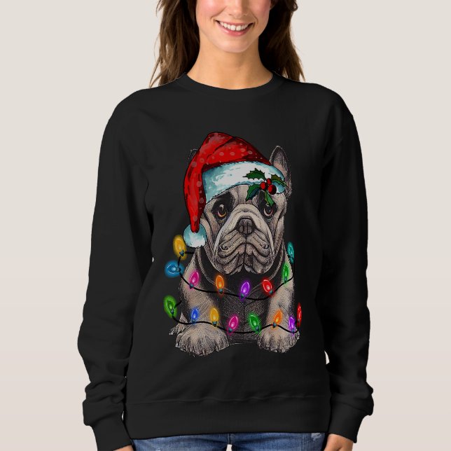 French bulldog santa christmas tree lights sweatshirt (Vorderseite)