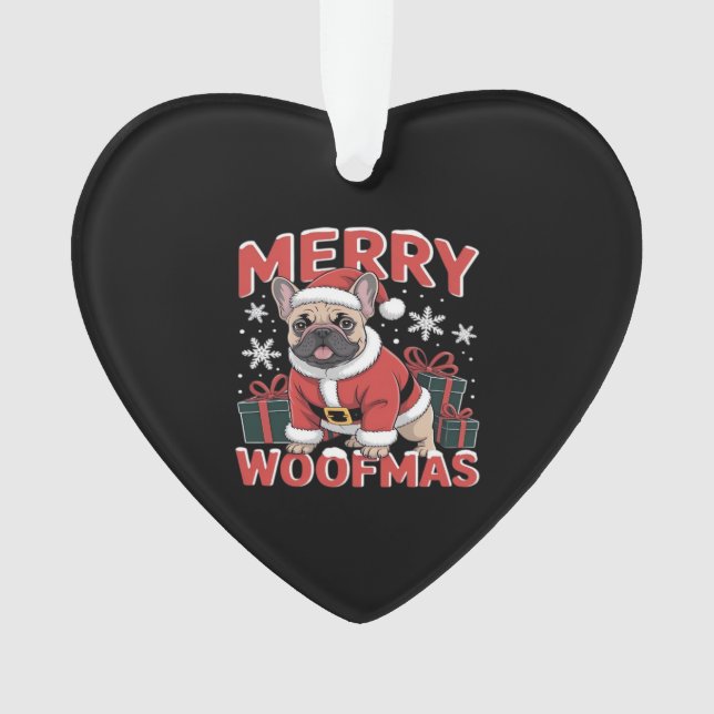 French Bulldog Santa Claus Hat Merry Christmas Dog Ornament (Vorderseite)